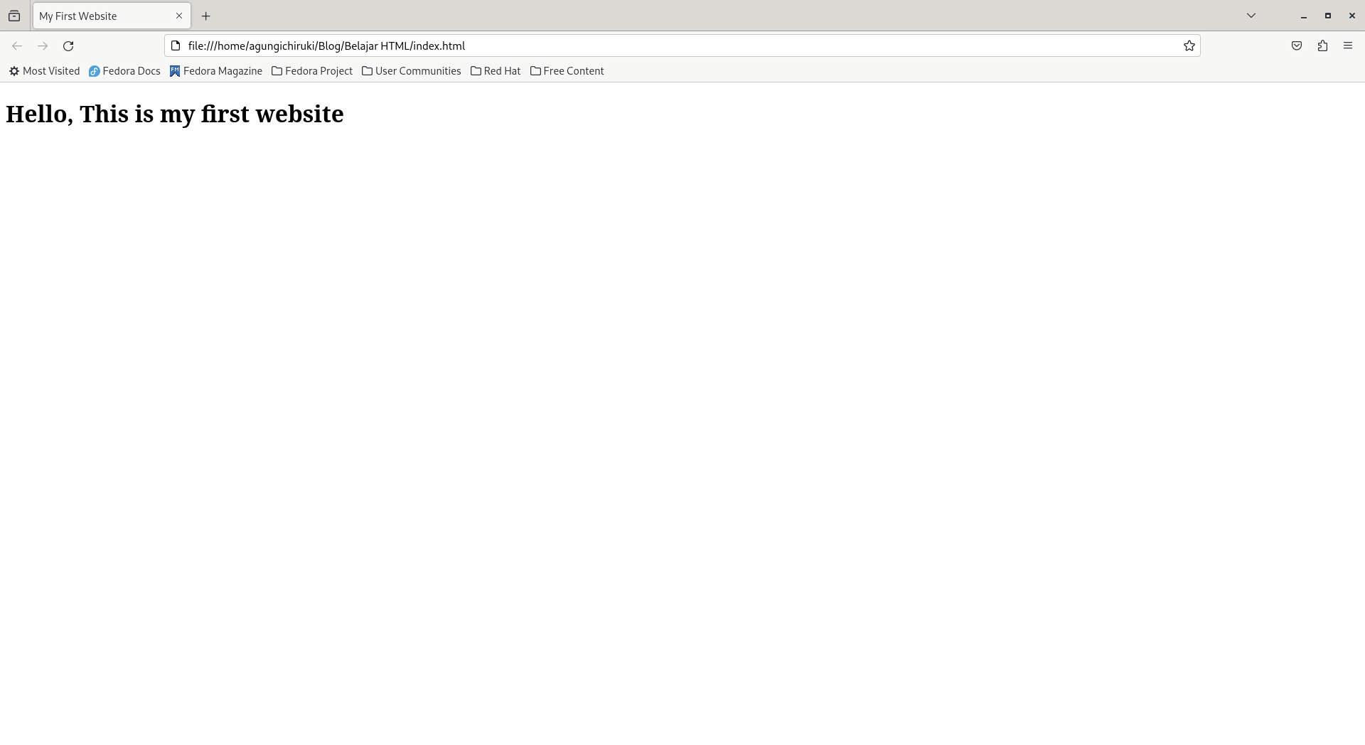 tampilan file HTML di web browser