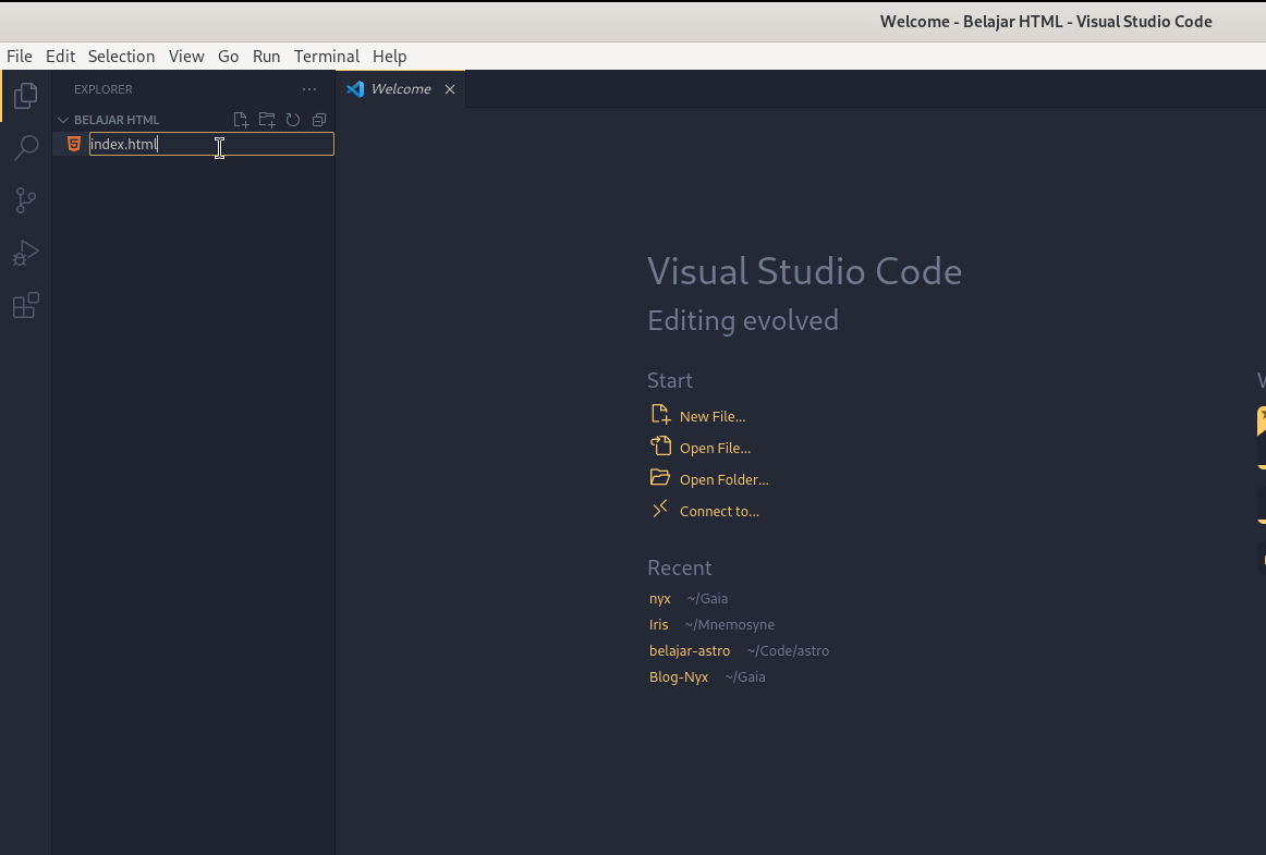vscode beri nama file