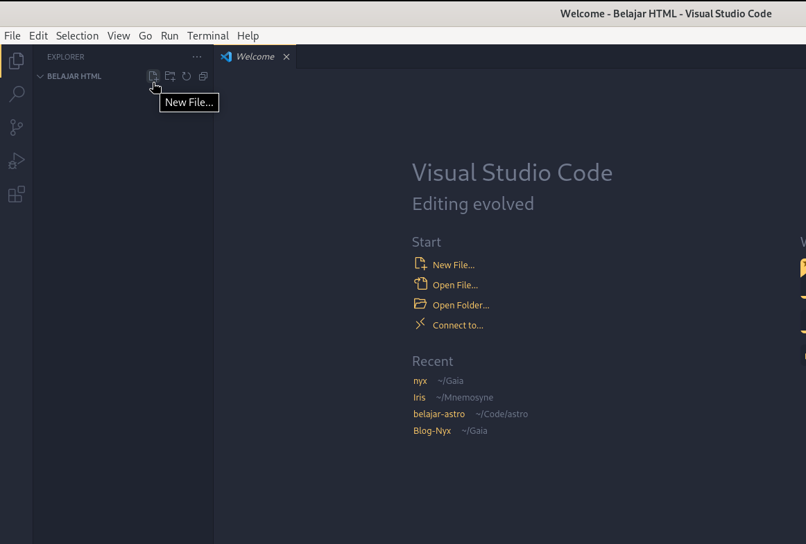 vscode buat file baru