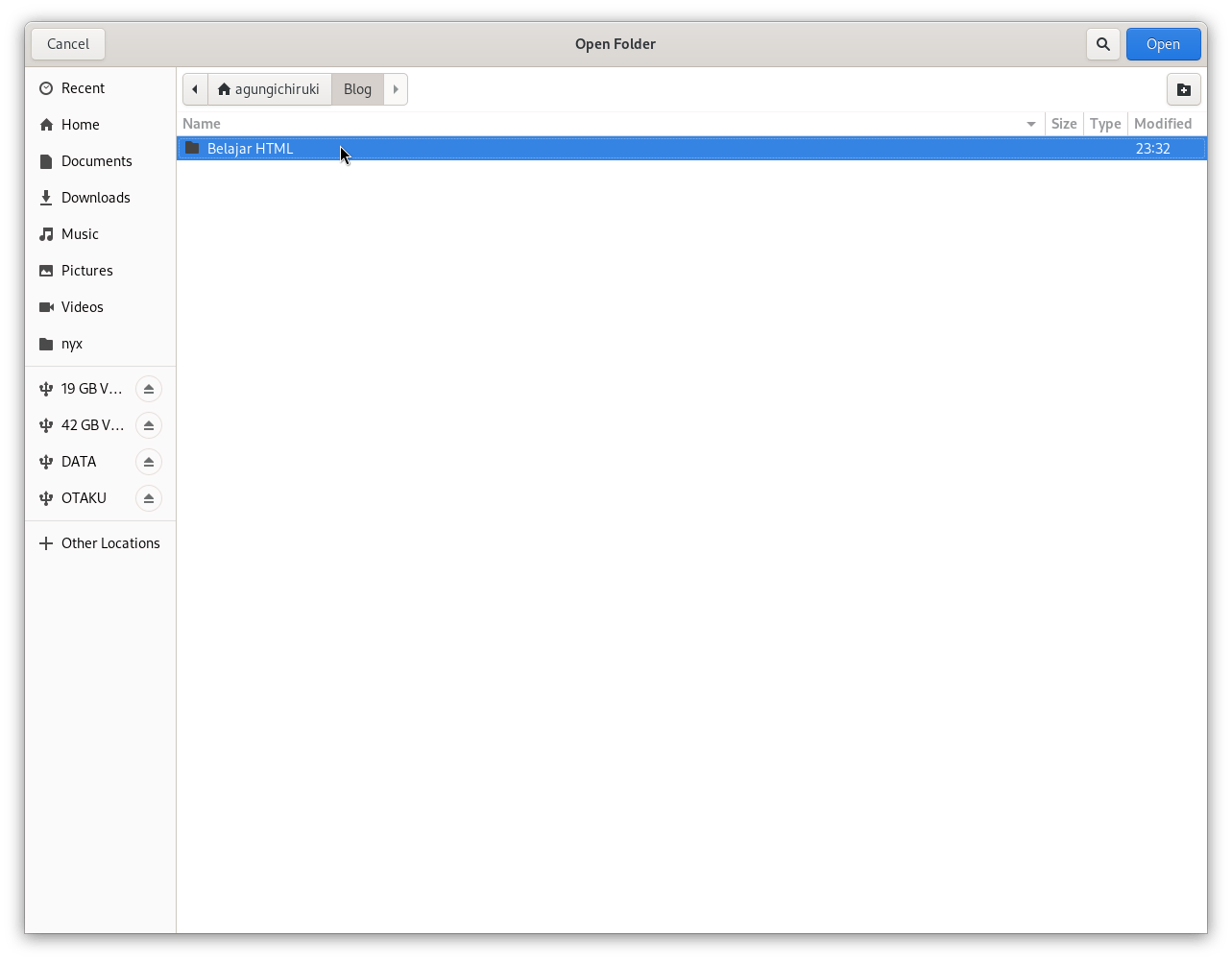 vscode pilih folder